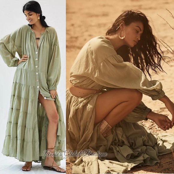 RARE NWT ANTHROPOLOGIE Erika Peña Ruffled Maxi Dress. One-Size - Picture 9 of 16